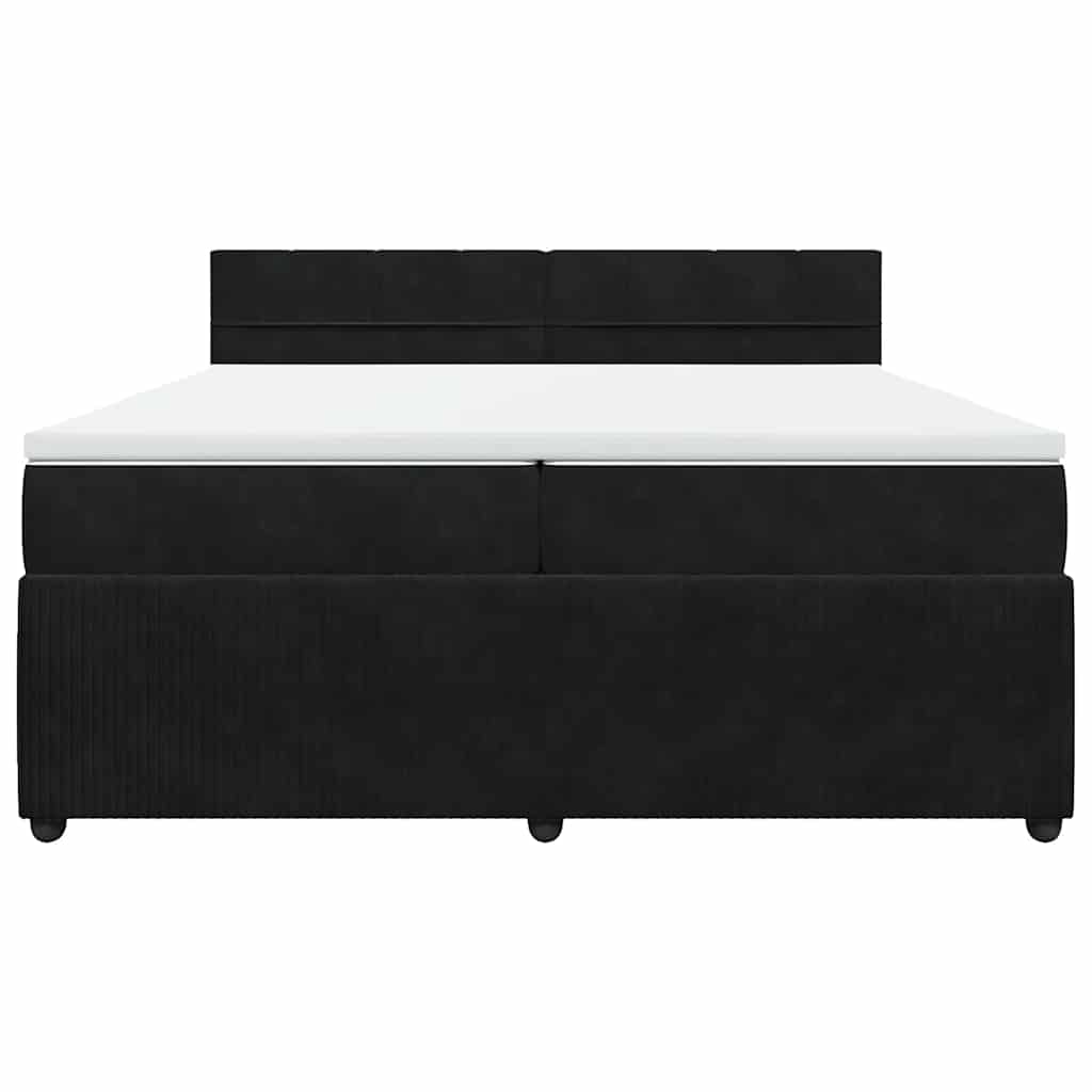 vidaXL Κρεβάτι Boxspring με Στρώμα Μαύρο 200x200 εκ. Βελούδινο