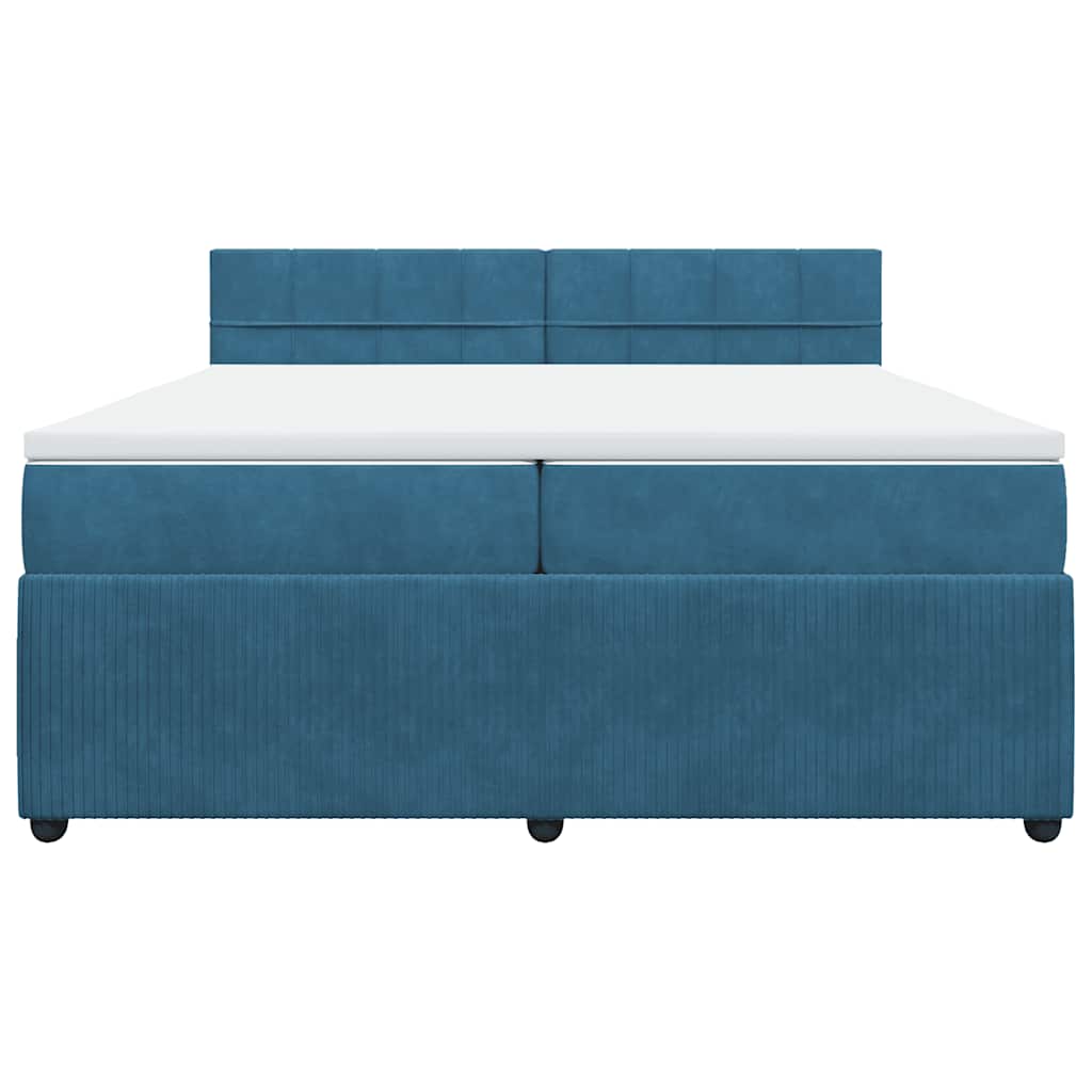 vidaXL Κρεβάτι Boxspring με Στρώμα Μπλε 200x200 εκ. Βελούδινο