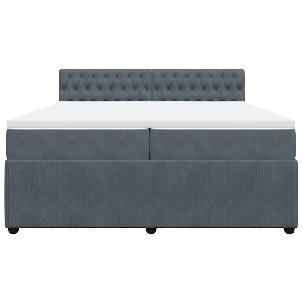 vidaXL Κρεβάτι Boxspring με Στρώμα Σκούρο Γκρι 200x200 εκ. Βελούδινο