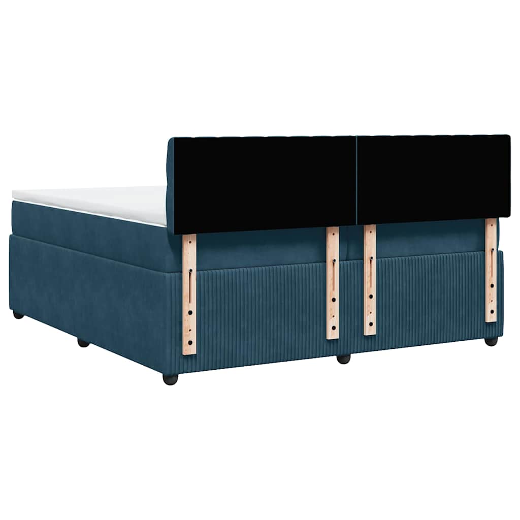 vidaXL Κρεβάτι Boxspring με Στρώμα Μπλε 200x200 εκ. Βελούδινο