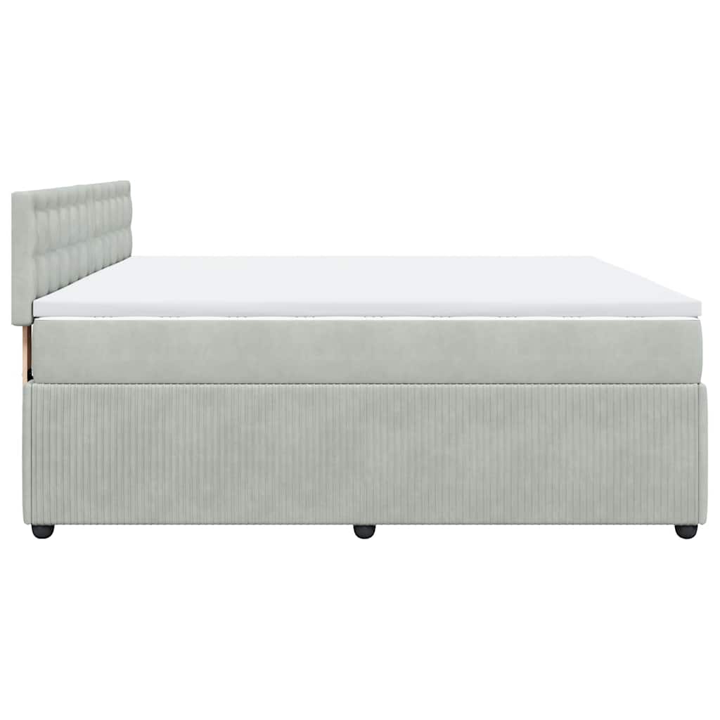 vidaXL Κρεβάτι Boxspring με Στρώμα Ανοιχτό Γκρι 200x200 εκ. Βελούδινο
