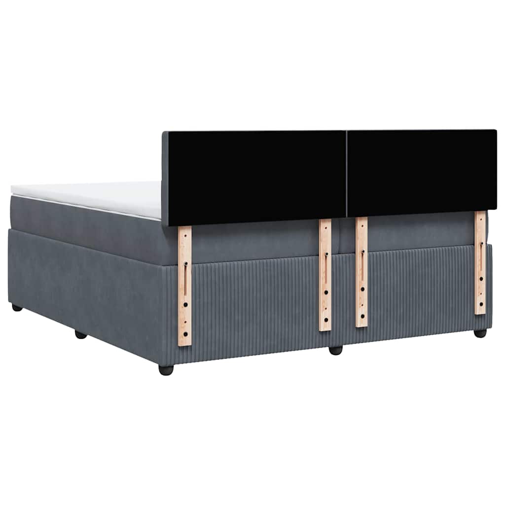 vidaXL Κρεβάτι Boxspring με Στρώμα Σκούρο Γκρι 200x200 εκ. Βελούδινο