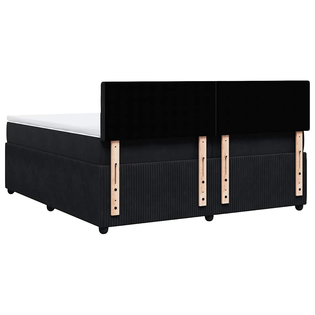 vidaXL Κρεβάτι Boxspring με Στρώμα Μαύρο 200x200 εκ. Βελούδινο