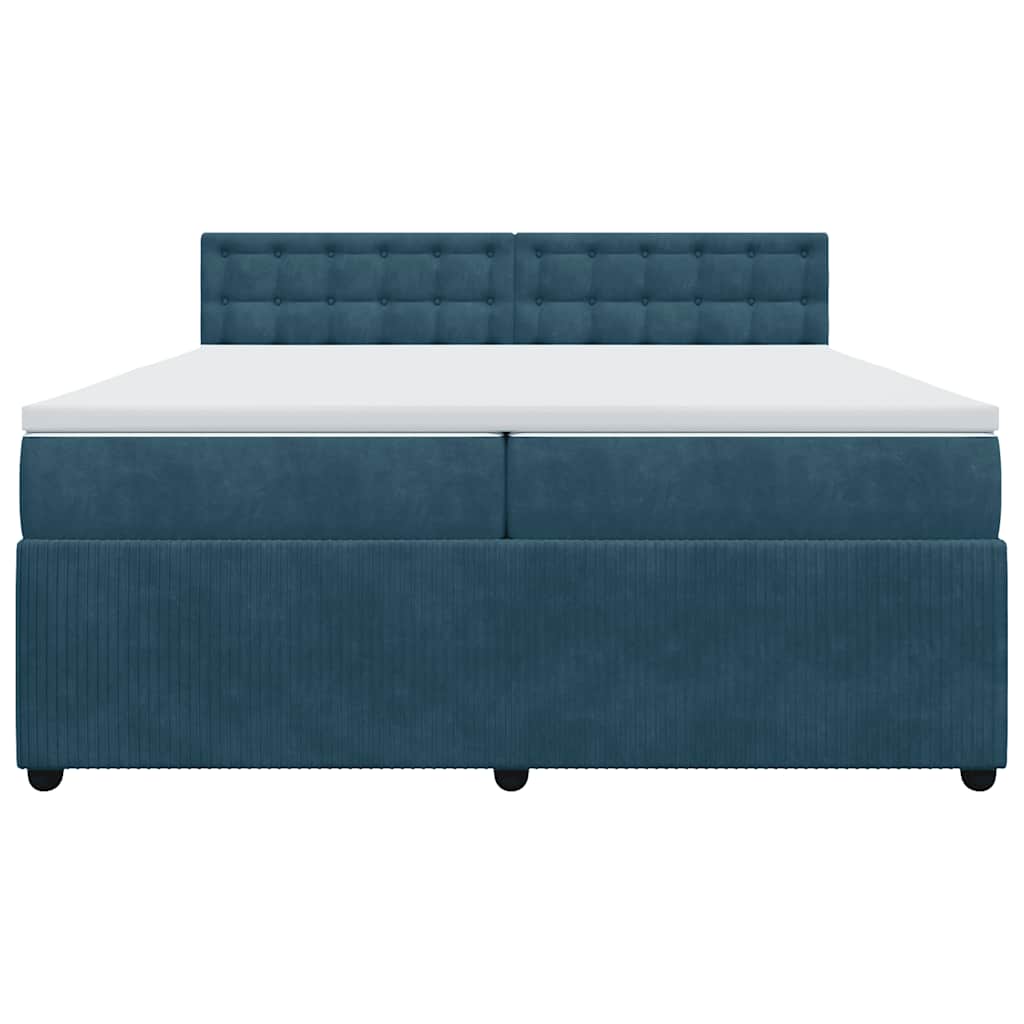 vidaXL Κρεβάτι Boxspring με Στρώμα Μπλε 200x200 εκ. Βελούδινο