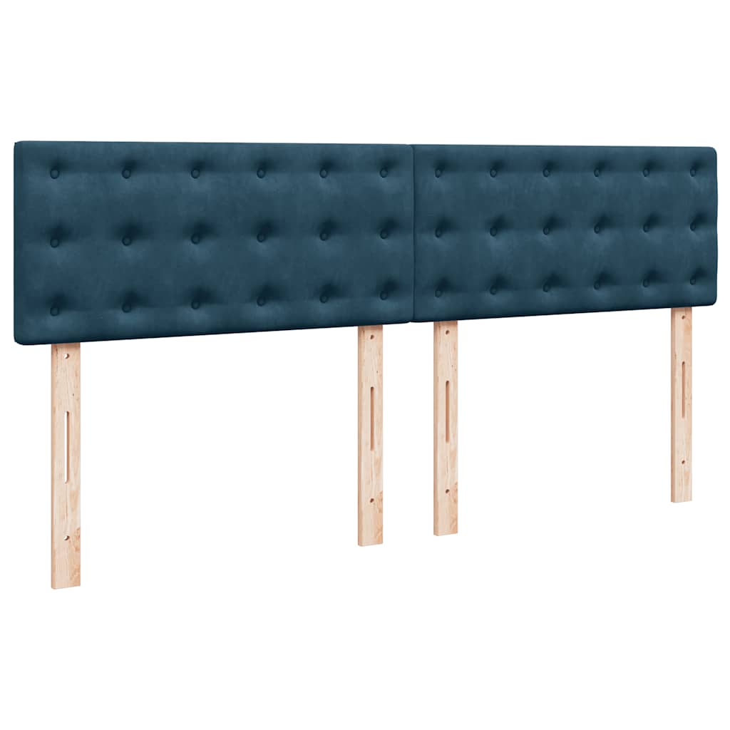 vidaXL Κρεβάτι Boxspring με Στρώμα Μπλε 200x200 εκ. Βελούδινο
