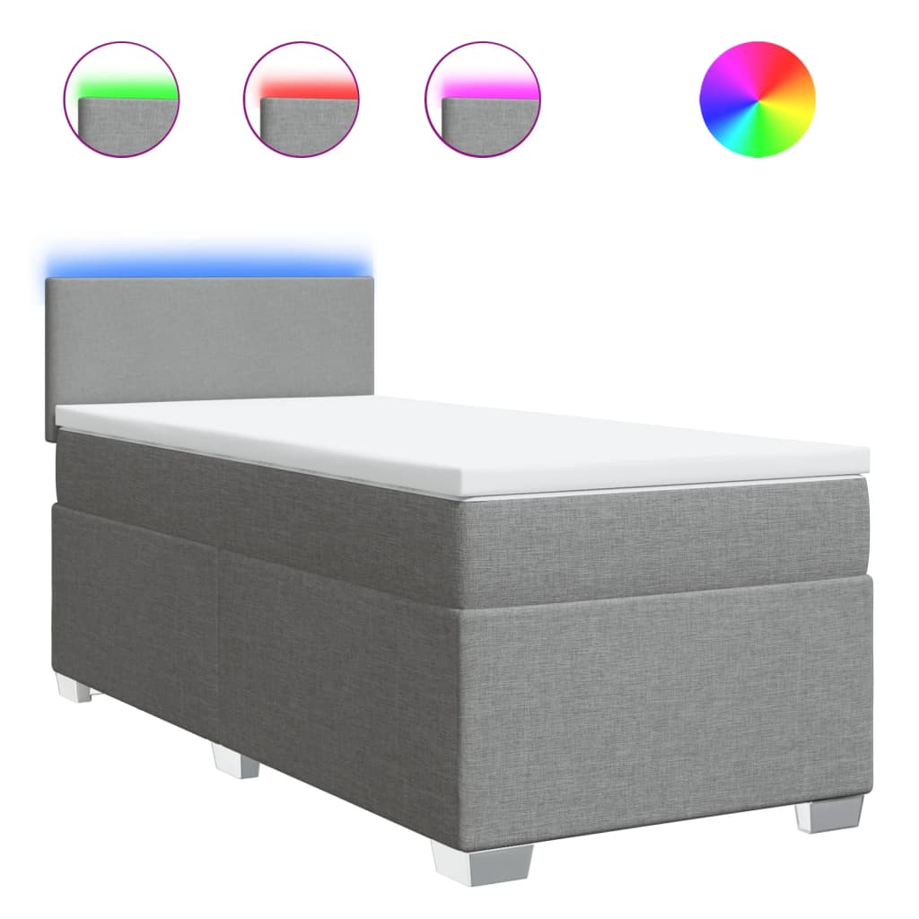 vidaXL Κρεβάτι Boxspring με Στρώμα Ανοιχτό Γκρι 80x200 εκ. Υφασμάτινο