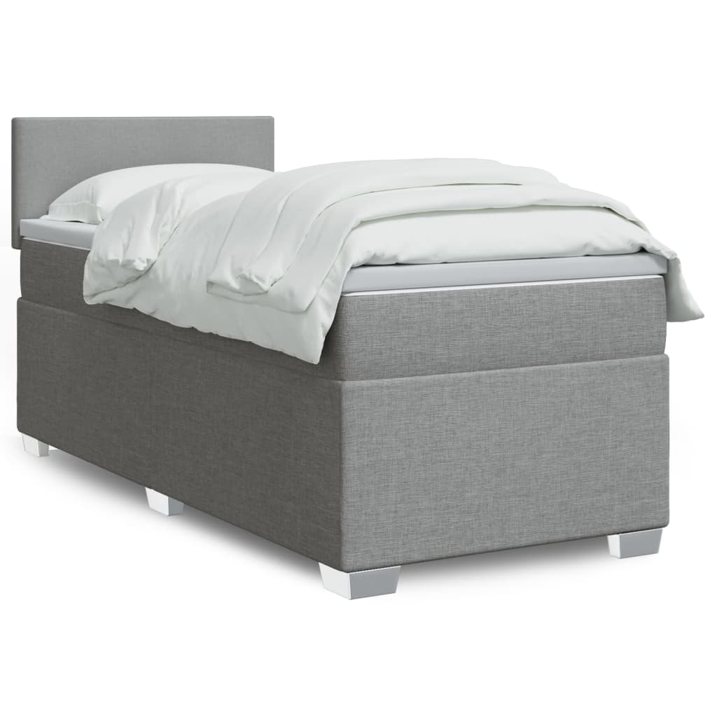 vidaXL Κρεβάτι Boxspring με Στρώμα Ανοιχτό Γκρι 80x200 εκ. Υφασμάτινο