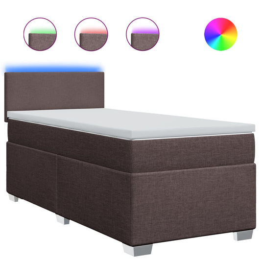 vidaXL Κρεβάτι Boxspring με Στρώμα Σκούρο Καφέ 80x200 εκ. Υφασμάτινο