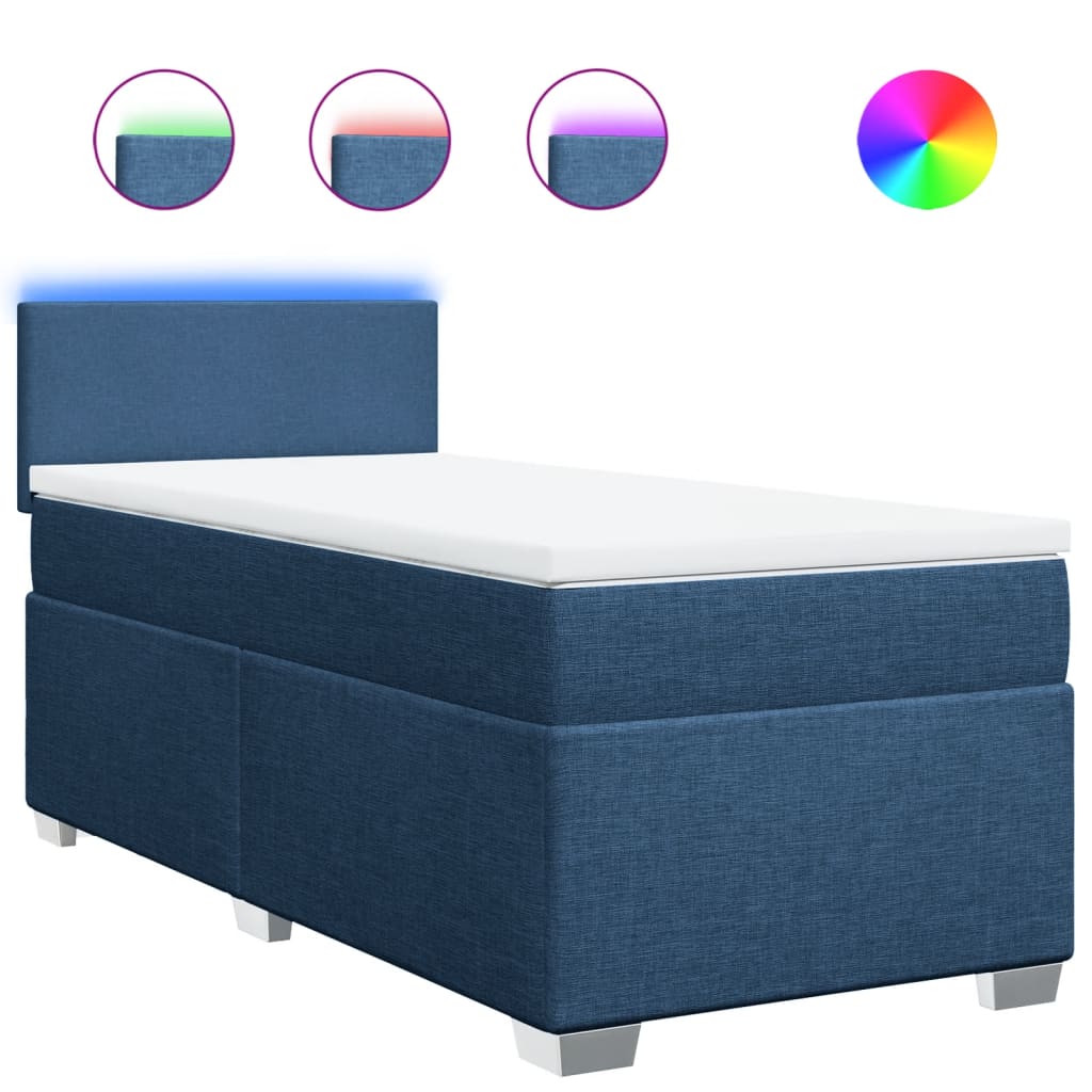 vidaXL Κρεβάτι Boxspring με Στρώμα Μπλε 80x200 εκ. Υφασμάτινο