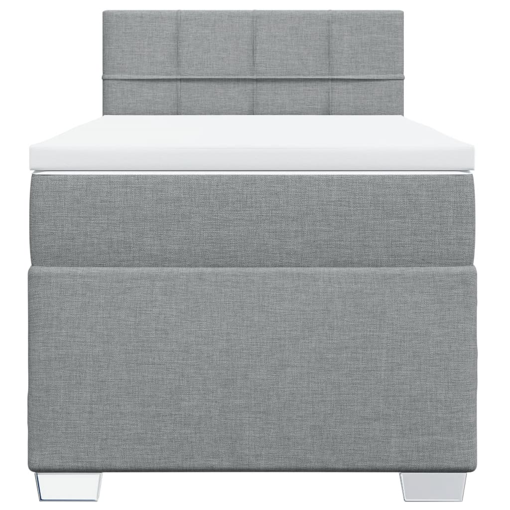 vidaXL Κρεβάτι Boxspring με Στρώμα Ανοιχτό Γκρι 80x200 εκ. Υφασμάτινο