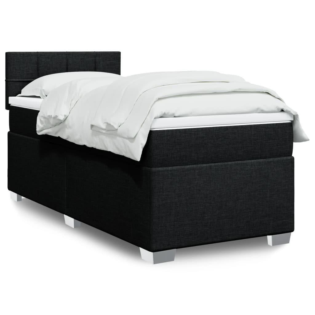 vidaXL Κρεβάτι Boxspring με Στρώμα Μαύρο 80 x 200 εκ. Υφασμάτινο
