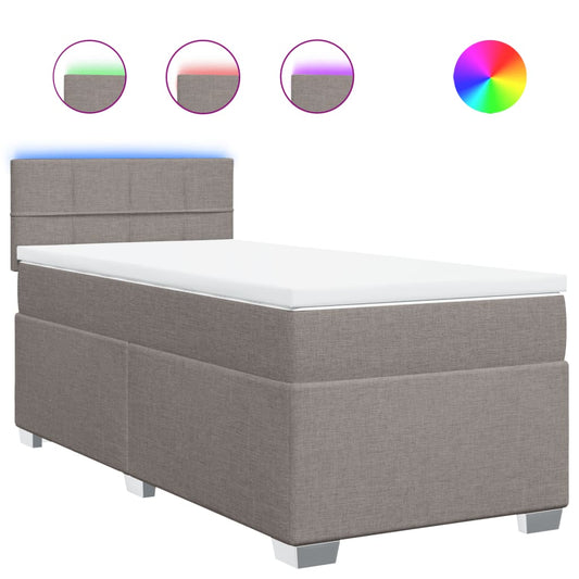 vidaXL Κρεβάτι Boxspring με Στρώμα Taupe 80x200 εκ. Υφασμάτινο