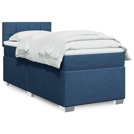 vidaXL Κρεβάτι Boxspring με Στρώμα Μπλε 80x200 εκ. Υφασμάτινο
