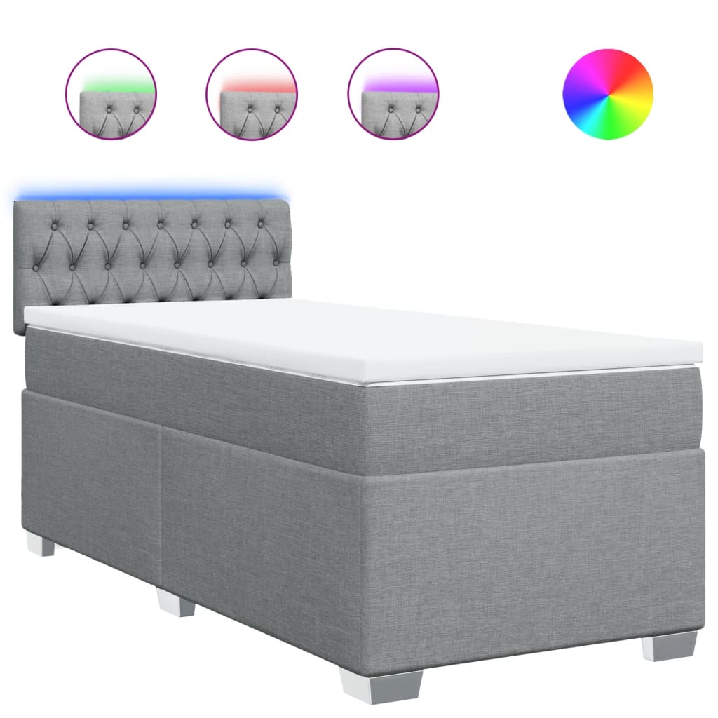 vidaXL Κρεβάτι Boxspring με Στρώμα Ανοιχτό Γκρι 80x200 εκ. Υφασμάτινο