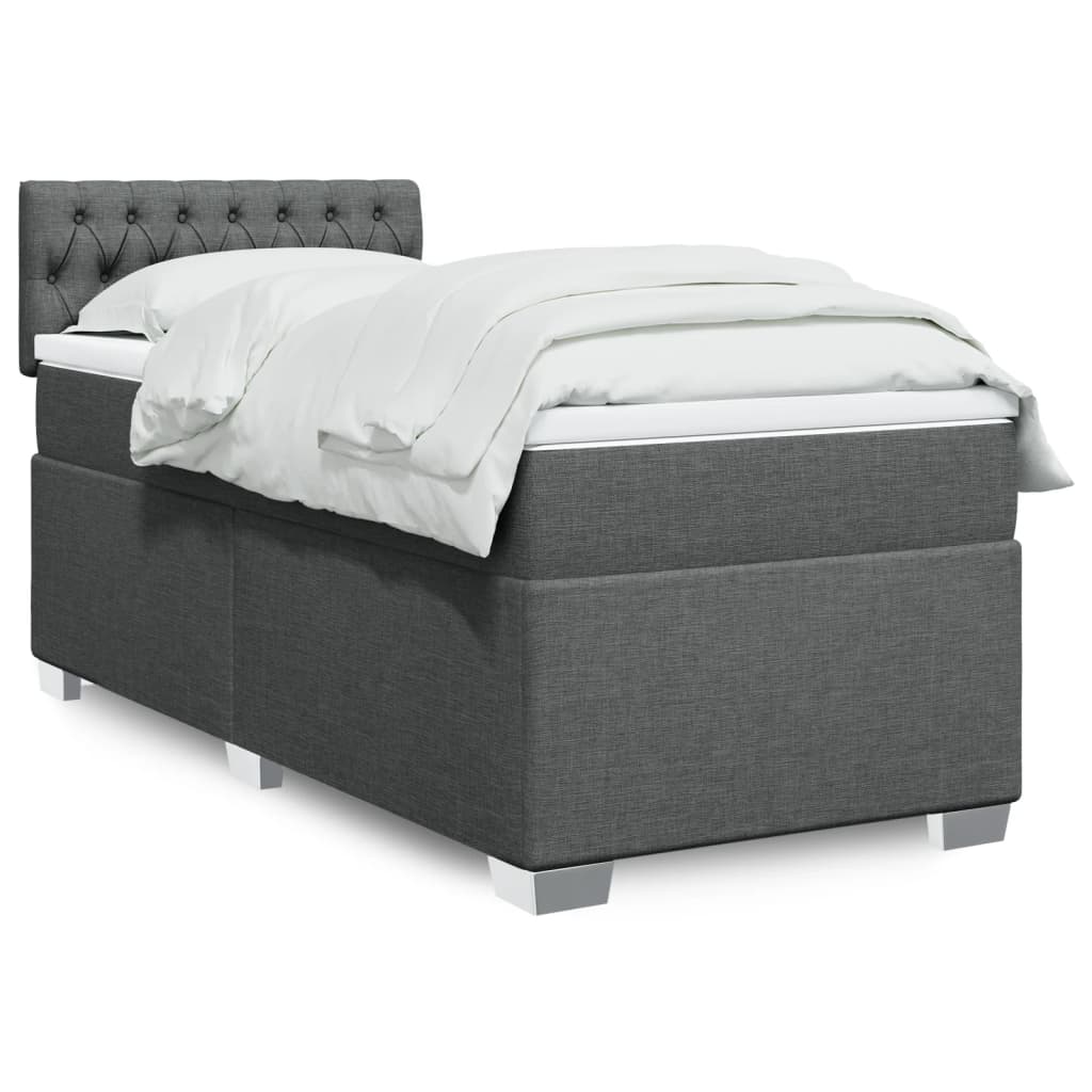 vidaXL Κρεβάτι Boxspring με Στρώμα Σκούρο Γκρι 80x200 εκ. Υφασμάτινο