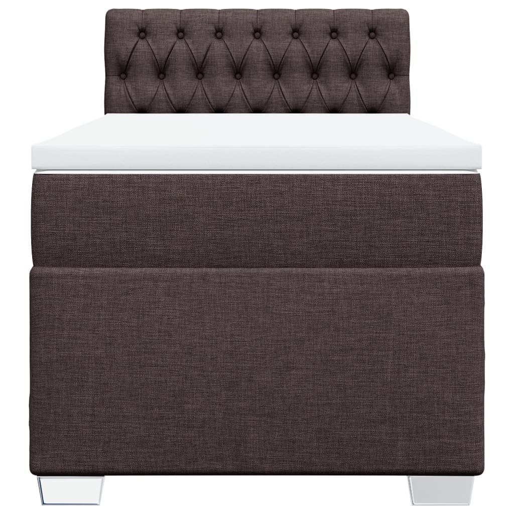 vidaXL Κρεβάτι Boxspring με Στρώμα Σκούρο Καφέ 80x200 εκ. Υφασμάτινο
