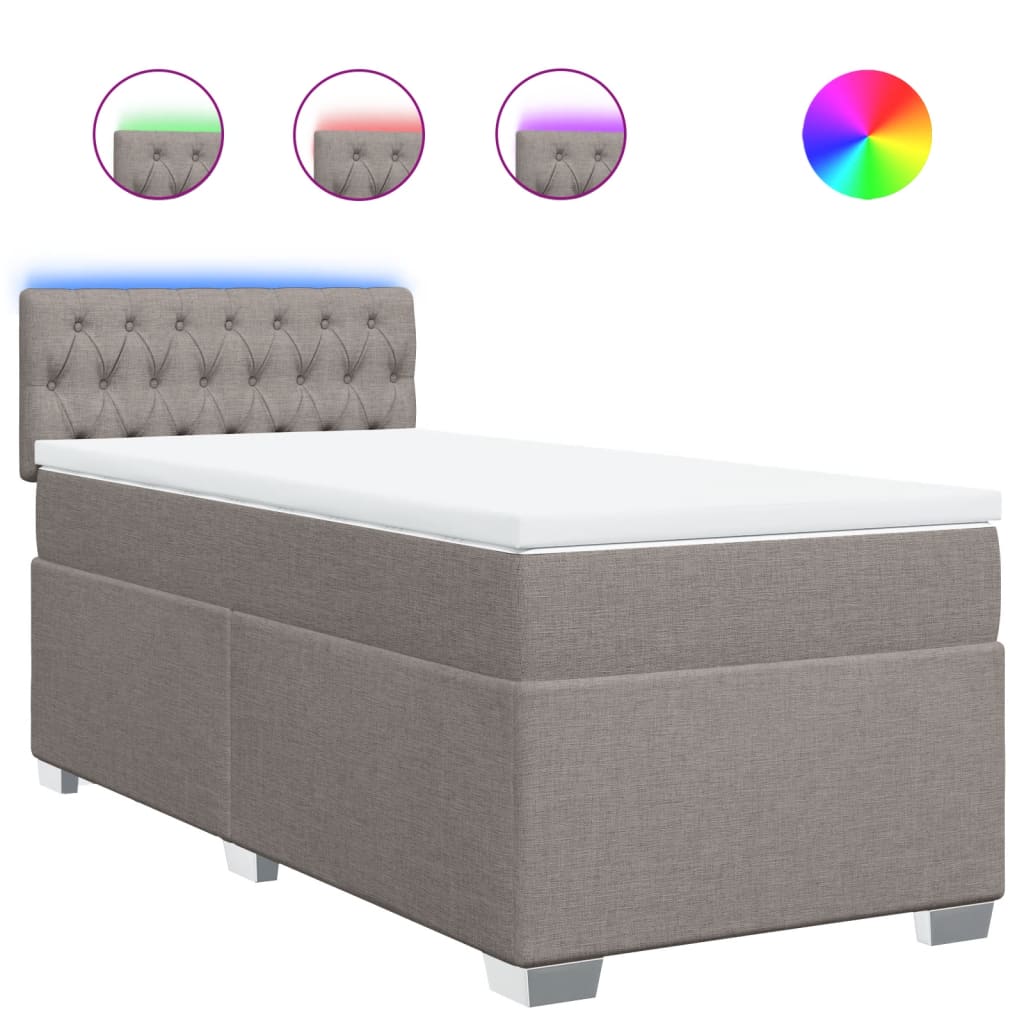 vidaXL Κρεβάτι Boxspring με Στρώμα Taupe 80x200 εκ. Υφασμάτινο