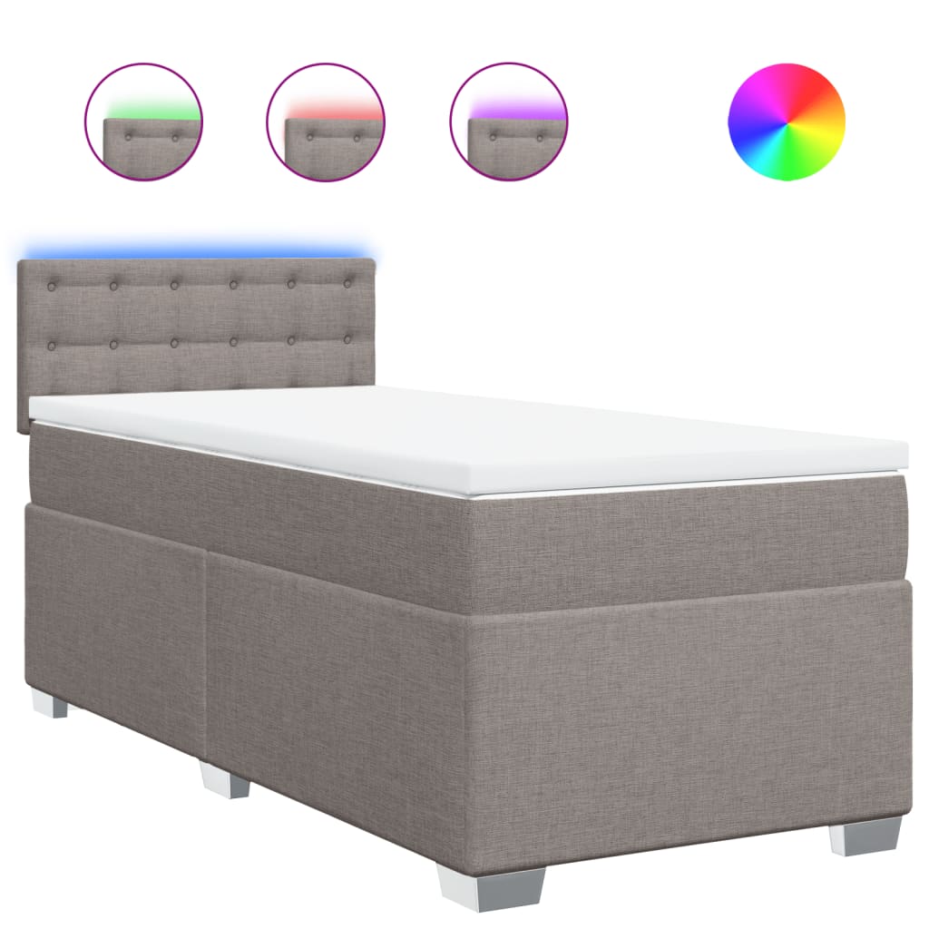 vidaXL Κρεβάτι Boxspring με Στρώμα Taupe 80x200 εκ. Υφασμάτινο