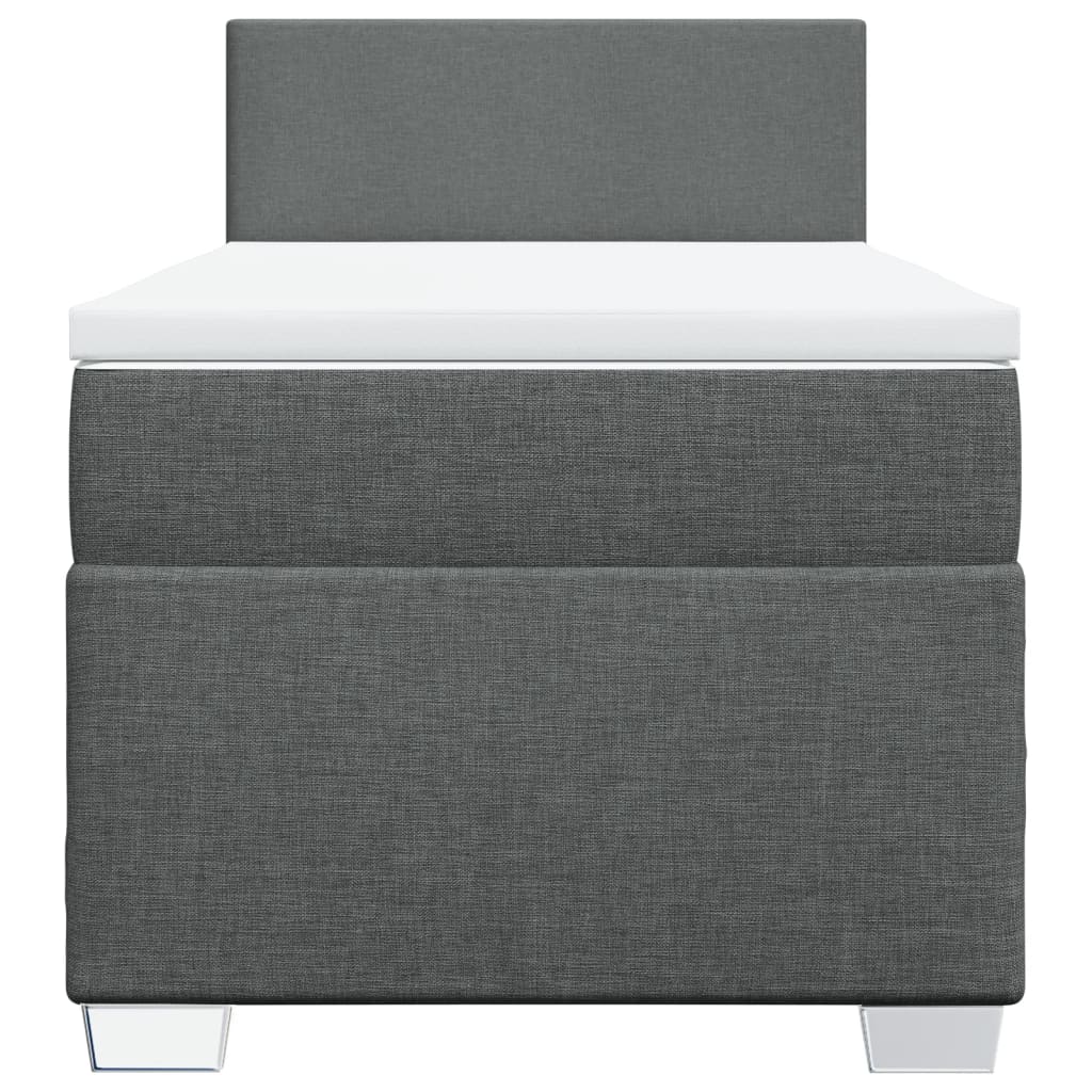 vidaXL Κρεβάτι Boxspring με Στρώμα Σκούρο Γκρι 90x190 εκ. Υφασμάτινο