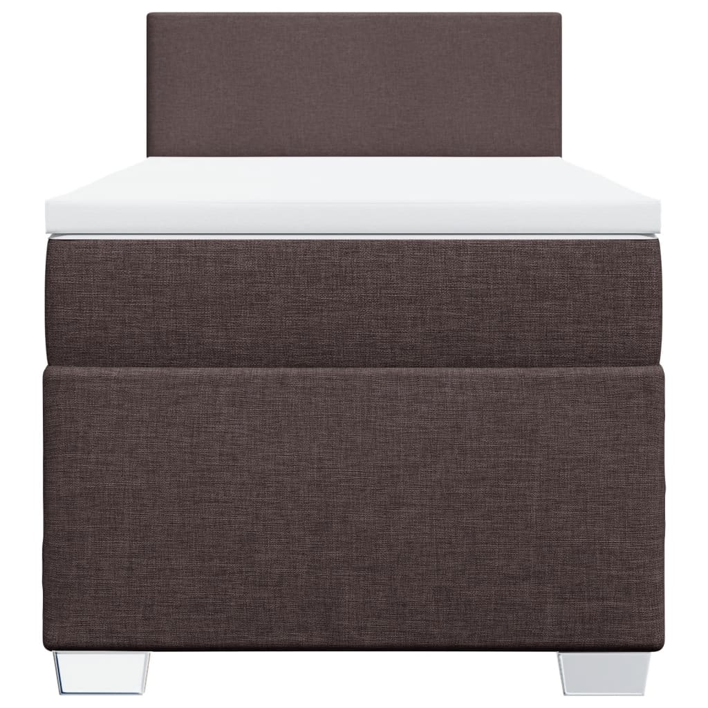 vidaXL Κρεβάτι Boxspring με Στρώμα Σκούρο Καφέ 90x190 εκ. Υφασμάτινο