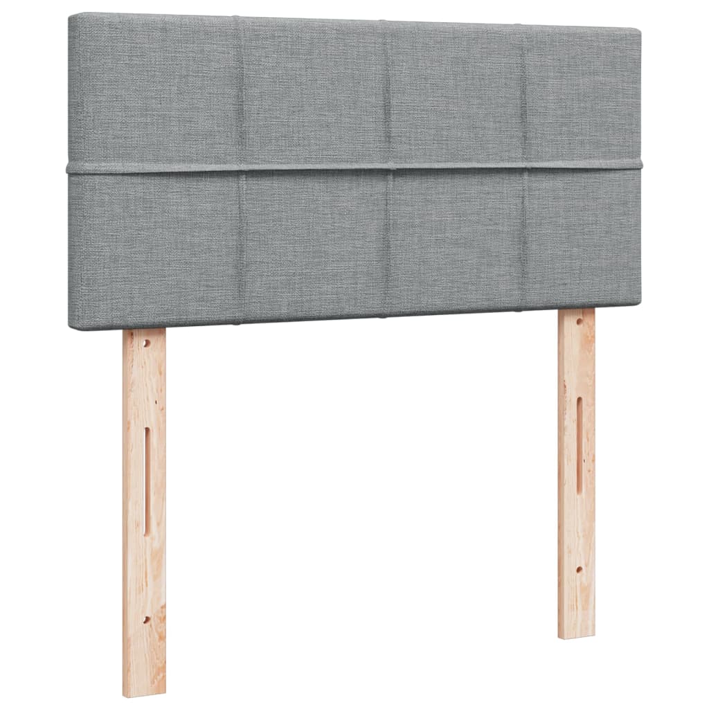 vidaXL Κρεβάτι Boxspring με Στρώμα Ανοιχτό Γκρι 90x190 εκ. Υφασμάτινο