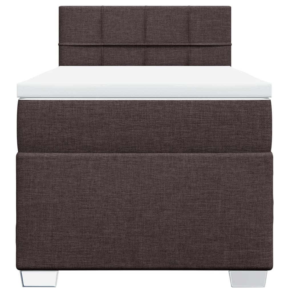 vidaXL Κρεβάτι Boxspring με Στρώμα Σκούρο Καφέ 90x190 εκ. Υφασμάτινο