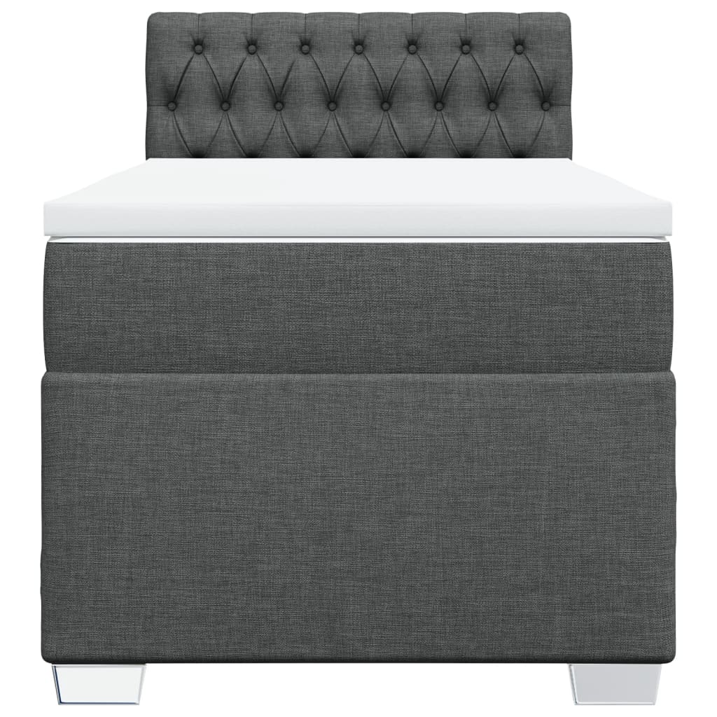 vidaXL Κρεβάτι Boxspring με Στρώμα Σκούρο Γκρι 90x190 εκ. Υφασμάτινο