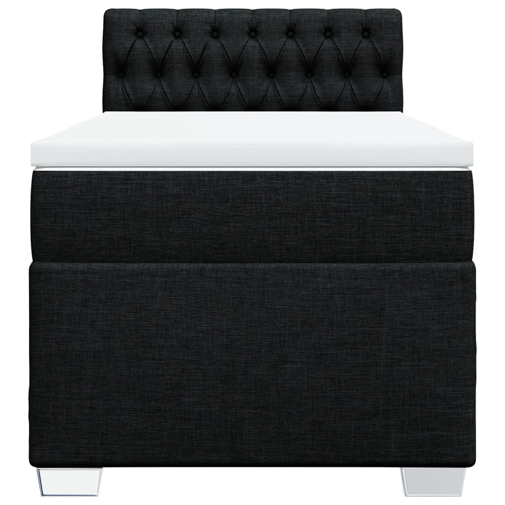 vidaXL Κρεβάτι Boxspring με Στρώμα Μαύρο 90x190 εκ.Υφασμάτινο