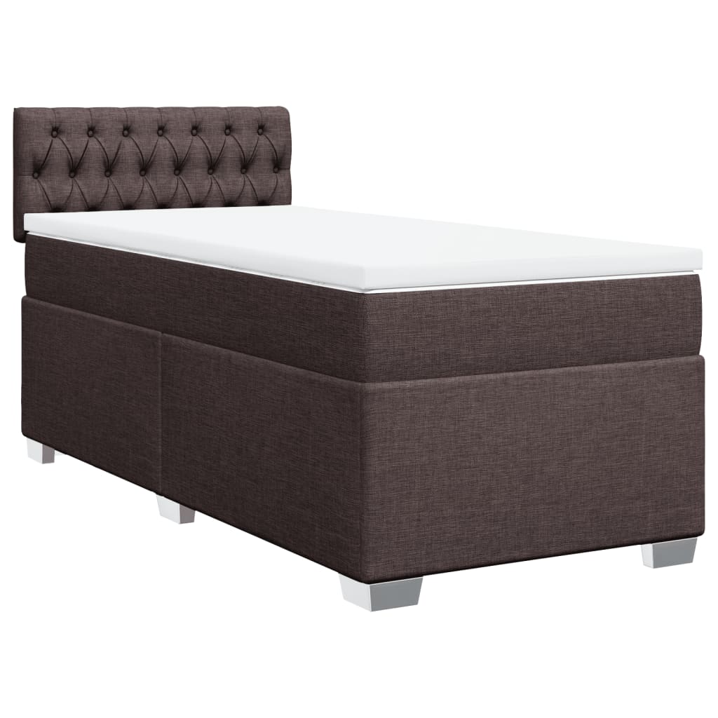 vidaXL Κρεβάτι Boxspring με Στρώμα Σκούρο Καφέ 90x190 εκ. Υφασμάτινο