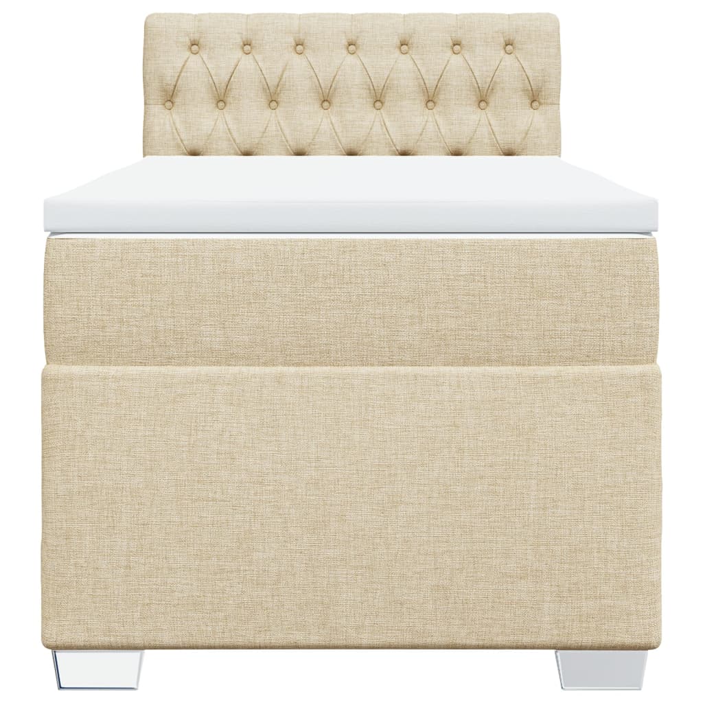 vidaXL Κρεβάτι Boxspring με Στρώμα Κρεμ 90x190 εκ.Υφασμάτινο