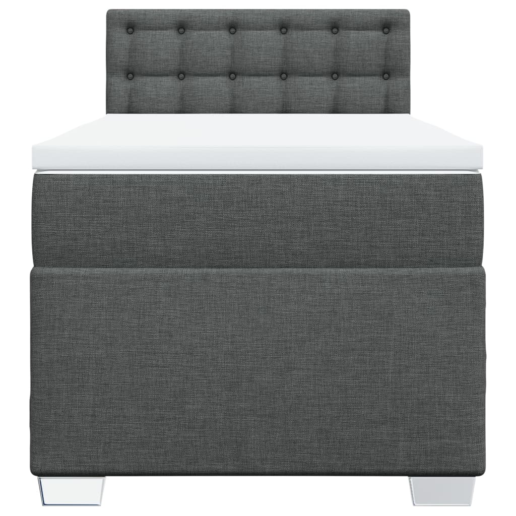 vidaXL Κρεβάτι Boxspring με Στρώμα Σκούρο Γκρι 90x190 εκ. Υφασμάτινο