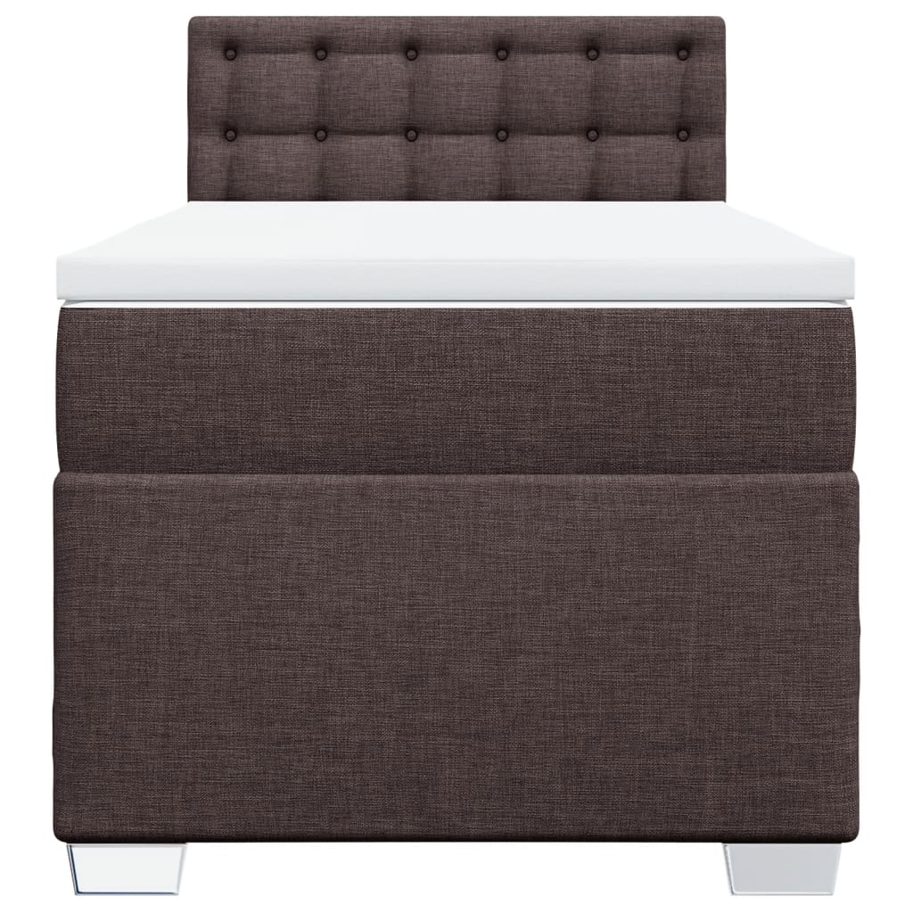 vidaXL Κρεβάτι Boxspring με Στρώμα Σκούρο Καφέ 90x190 εκ. Υφασμάτινο