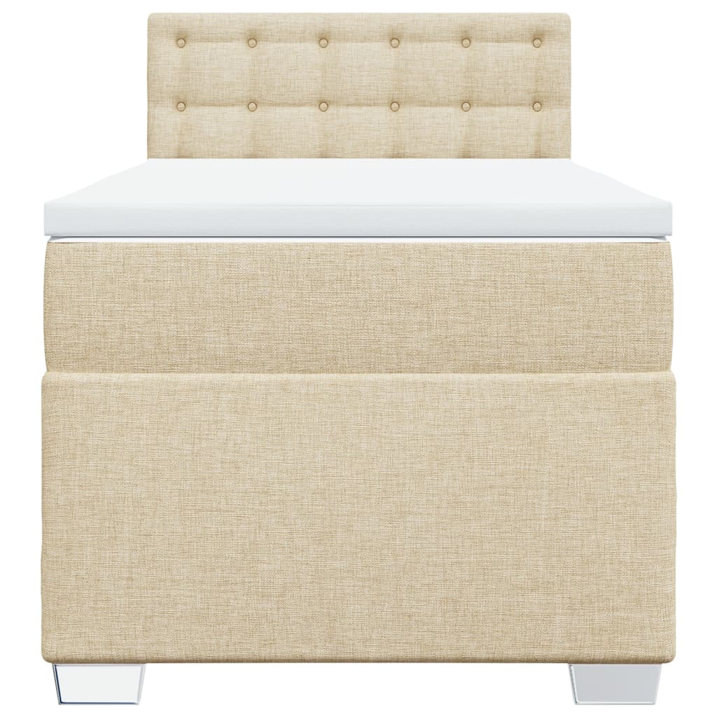 vidaXL Κρεβάτι Boxspring με Στρώμα Κρεμ 90x190 εκ.Υφασμάτινο