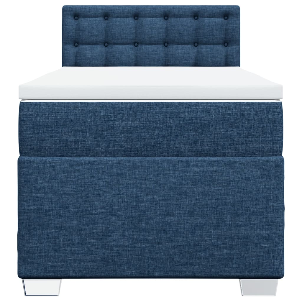 vidaXL Κρεβάτι Boxspring με Στρώμα Μπλε 90x190 εκ.Υφασμάτινο