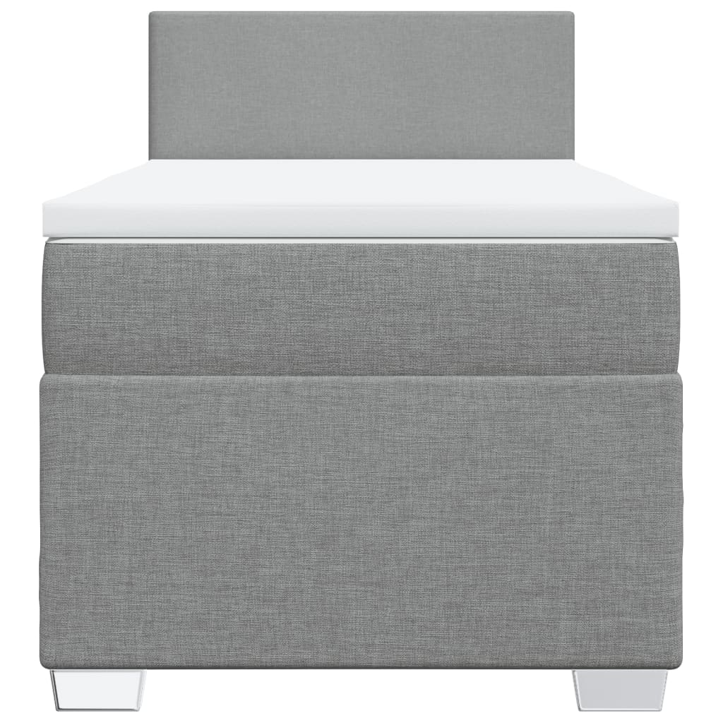 vidaXL Κρεβάτι Boxspring με Στρώμα Ανοιχτό Γκρι 90x200 εκ. Υφασμάτινο