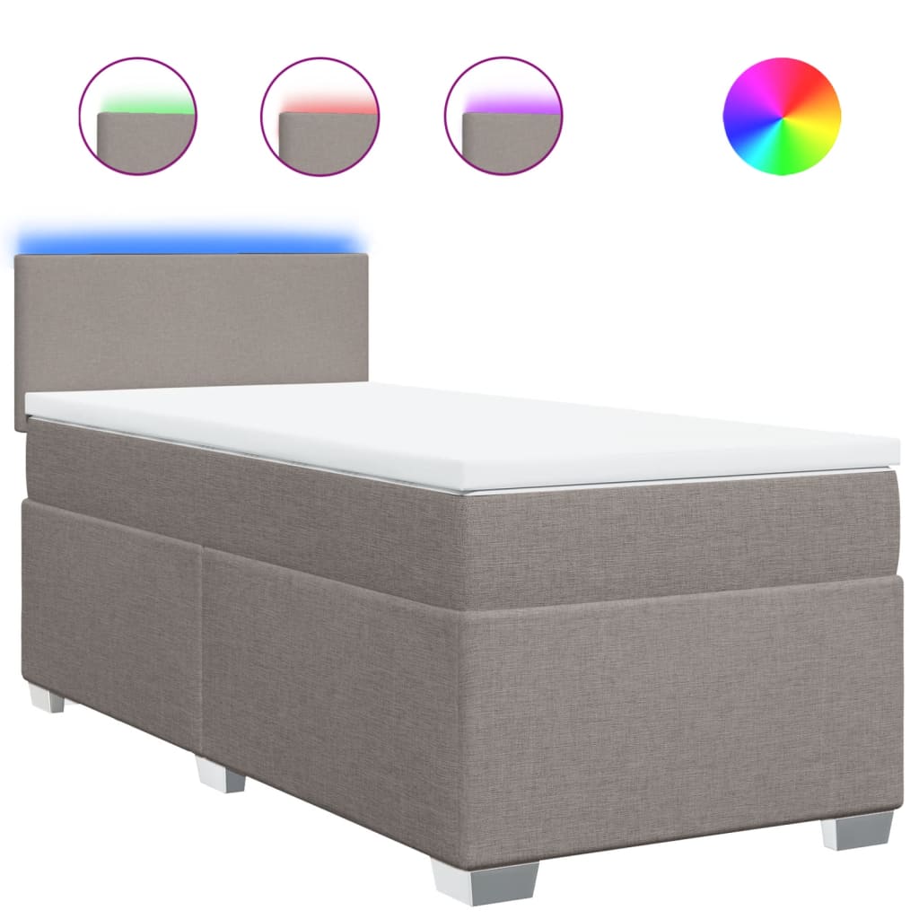 vidaXL Κρεβάτι Boxspring με Στρώμα Taupe 90x200 εκ. Υφασμάτινο
