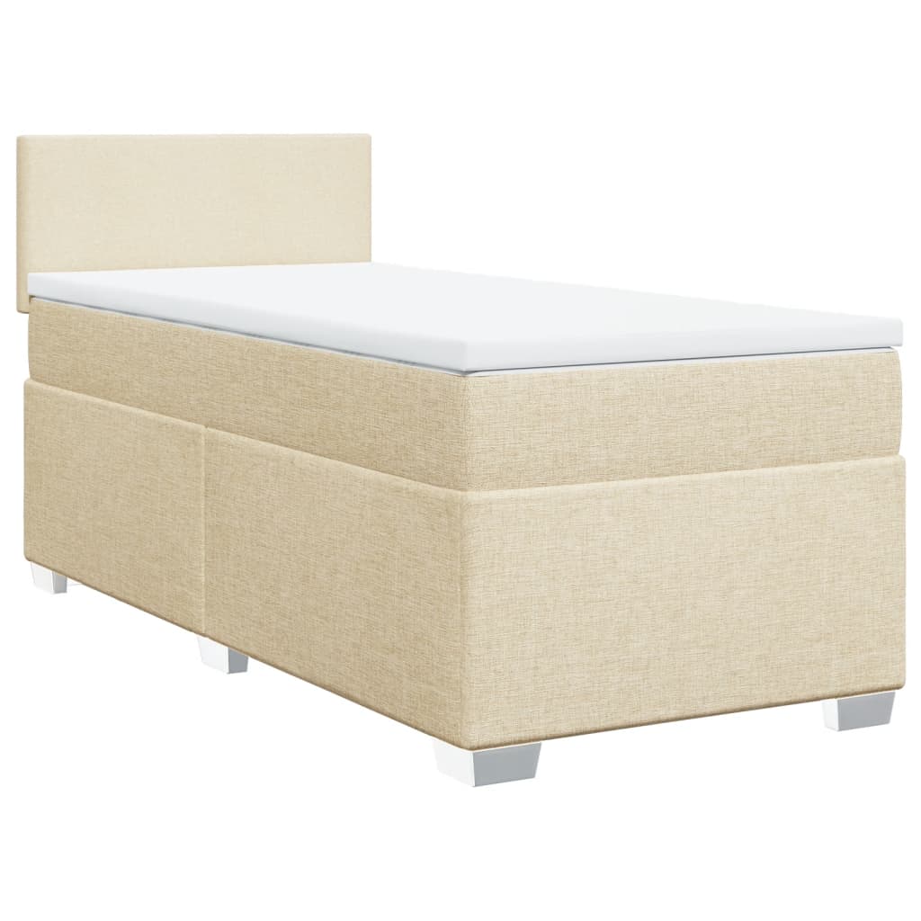 vidaXL Κρεβάτι Boxspring με Στρώμα Κρεμ 90x200 εκ.Υφασμάτινο