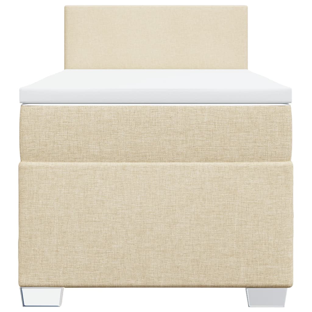 vidaXL Κρεβάτι Boxspring με Στρώμα Κρεμ 90x200 εκ.Υφασμάτινο