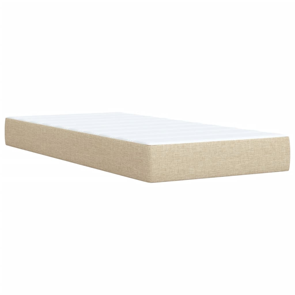 vidaXL Κρεβάτι Boxspring με Στρώμα Κρεμ 90x200 εκ.Υφασμάτινο