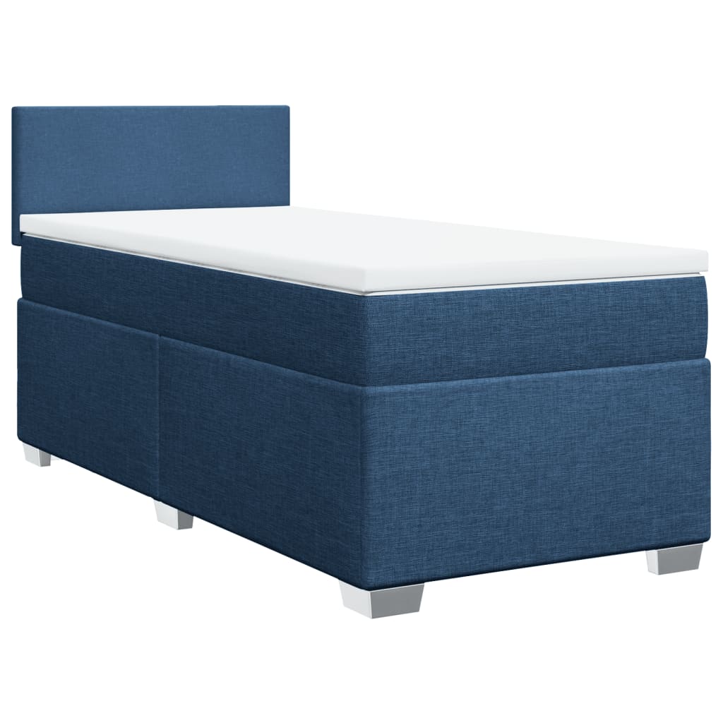 vidaXL Κρεβάτι Boxspring με Στρώμα Μπλε 90x200 εκ.Υφασμάτινο