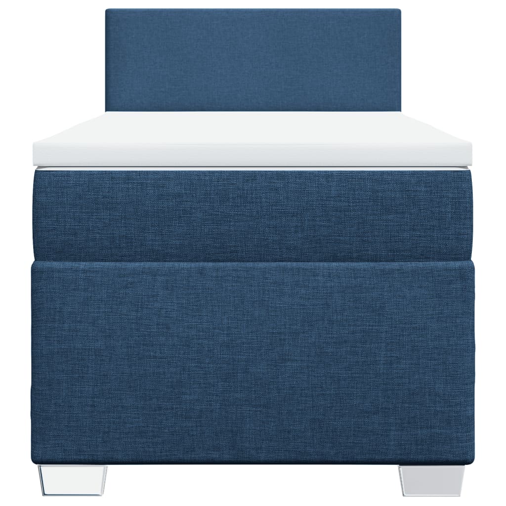 vidaXL Κρεβάτι Boxspring με Στρώμα Μπλε 90x200 εκ.Υφασμάτινο
