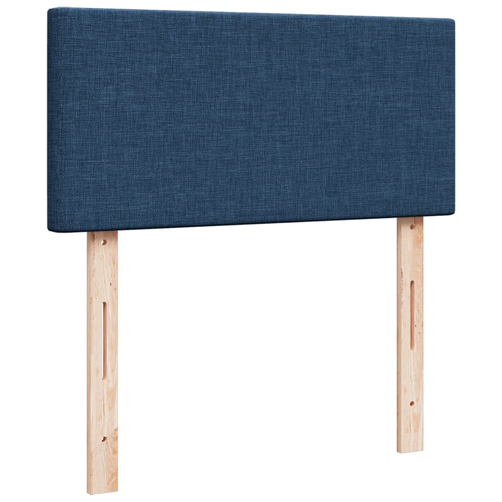 vidaXL Κρεβάτι Boxspring με Στρώμα Μπλε 90x200 εκ.Υφασμάτινο
