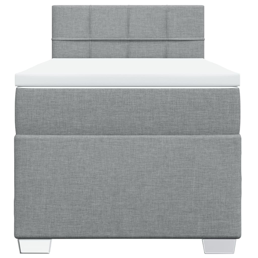 vidaXL Κρεβάτι Boxspring με Στρώμα Ανοιχτό Γκρι 90x200 εκ. Υφασμάτινο
