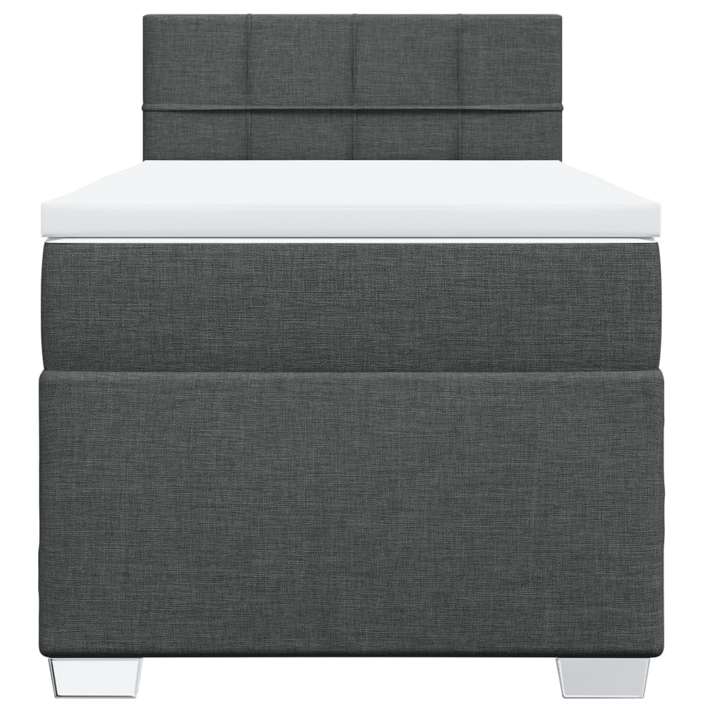 vidaXL Κρεβάτι Boxspring με Στρώμα Σκούρο Γκρι 90x200 εκ. Υφασμάτινο