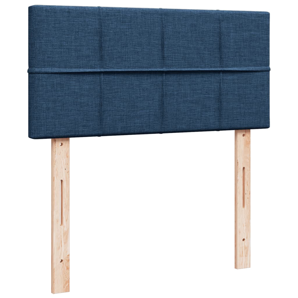 vidaXL Κρεβάτι Boxspring με Στρώμα Μπλε 90x200 εκ.Υφασμάτινο