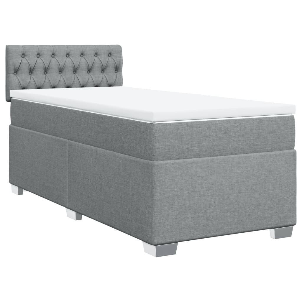 vidaXL Κρεβάτι Boxspring με Στρώμα Ανοιχτό Γκρι 90x200 εκ. Υφασμάτινο