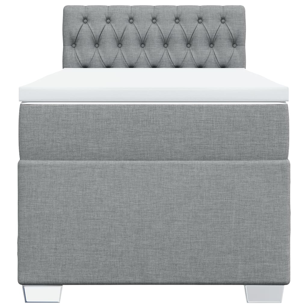 vidaXL Κρεβάτι Boxspring με Στρώμα Ανοιχτό Γκρι 90x200 εκ. Υφασμάτινο