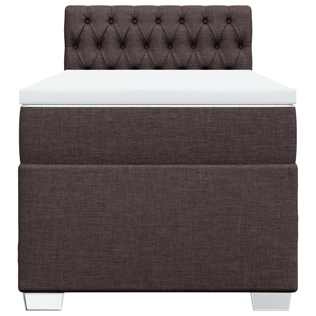 vidaXL Κρεβάτι Boxspring με Στρώμα Σκούρο Καφέ 90x200 εκ. Υφασμάτινο