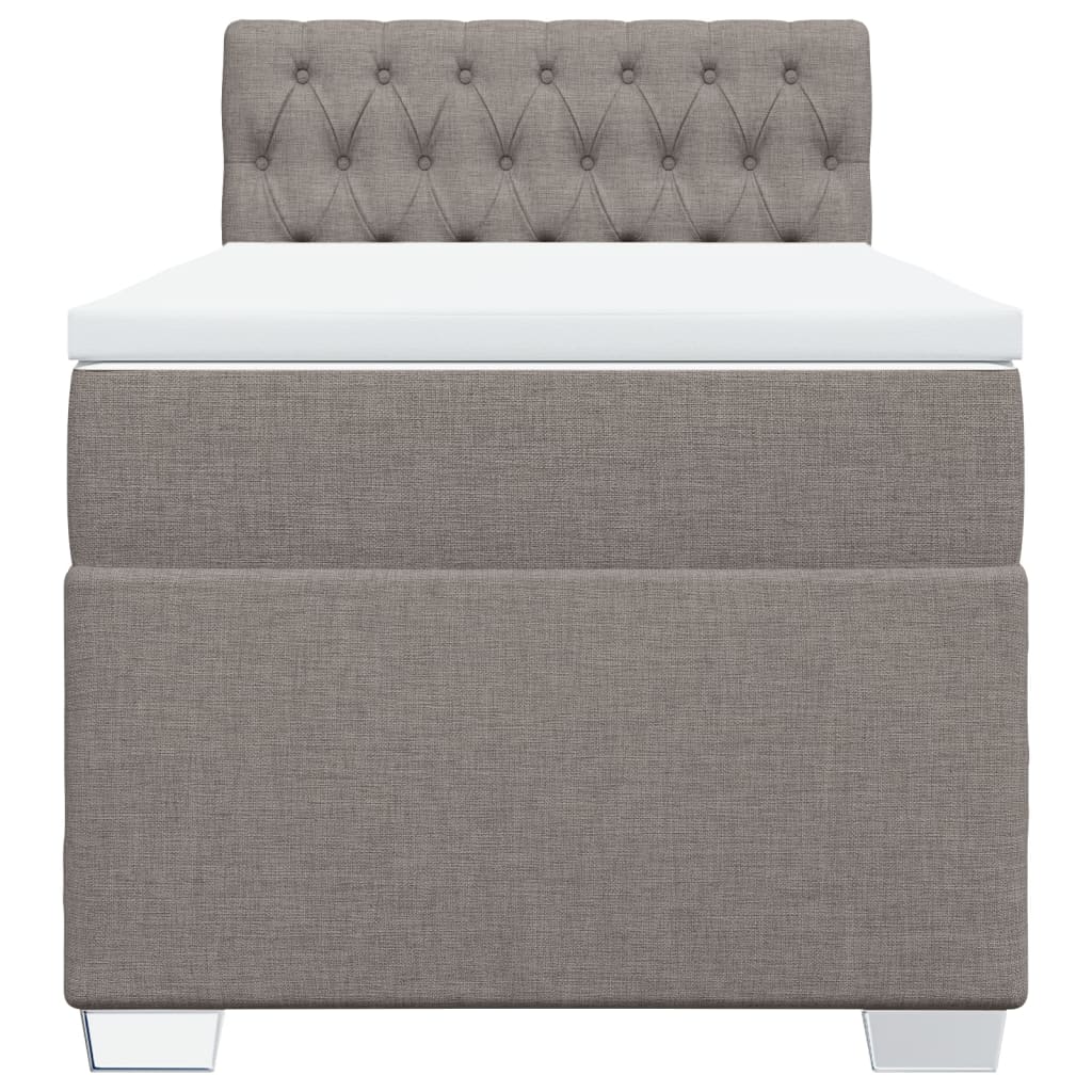 vidaXL Κρεβάτι Boxspring με Στρώμα Taupe 90x200 εκ. Υφασμάτινο