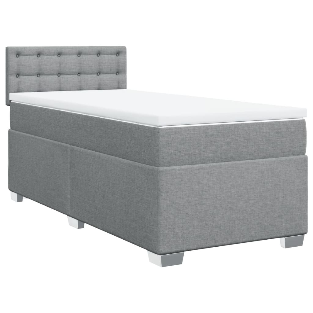 vidaXL Κρεβάτι Boxspring με Στρώμα Ανοιχτό Γκρι 90x200 εκ. Υφασμάτινο